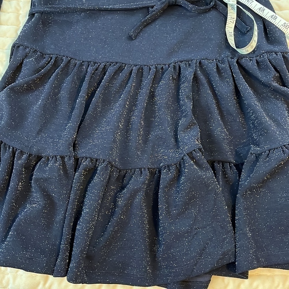 Navy Blue Sparkly Tiered Long Sleeve Dress EUC - Picture 13 of 13